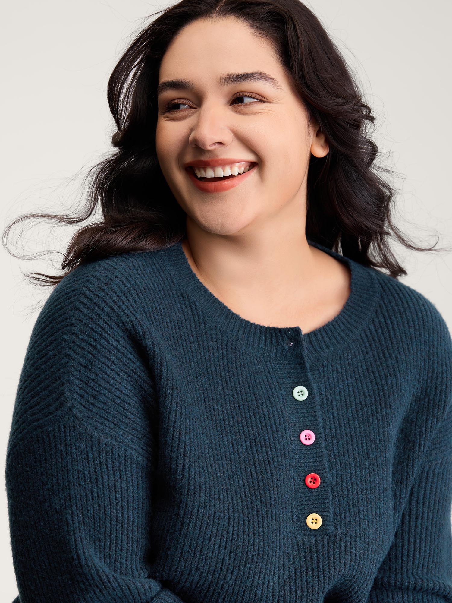 Supersoft Half-Button Placket Textured Solid Pullover