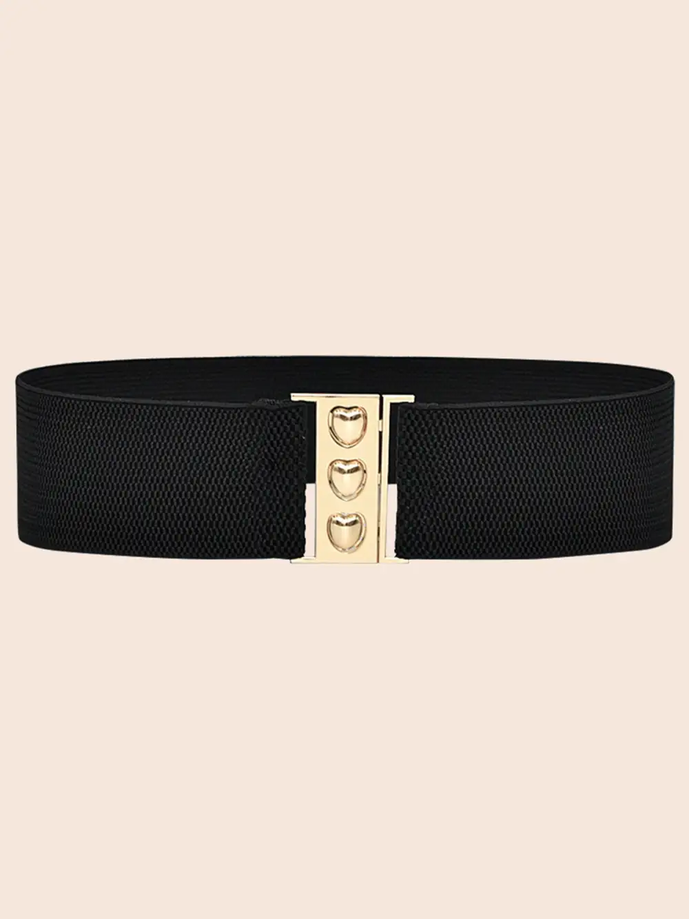 Tri-Heart Buckle Wide Elastic Belt