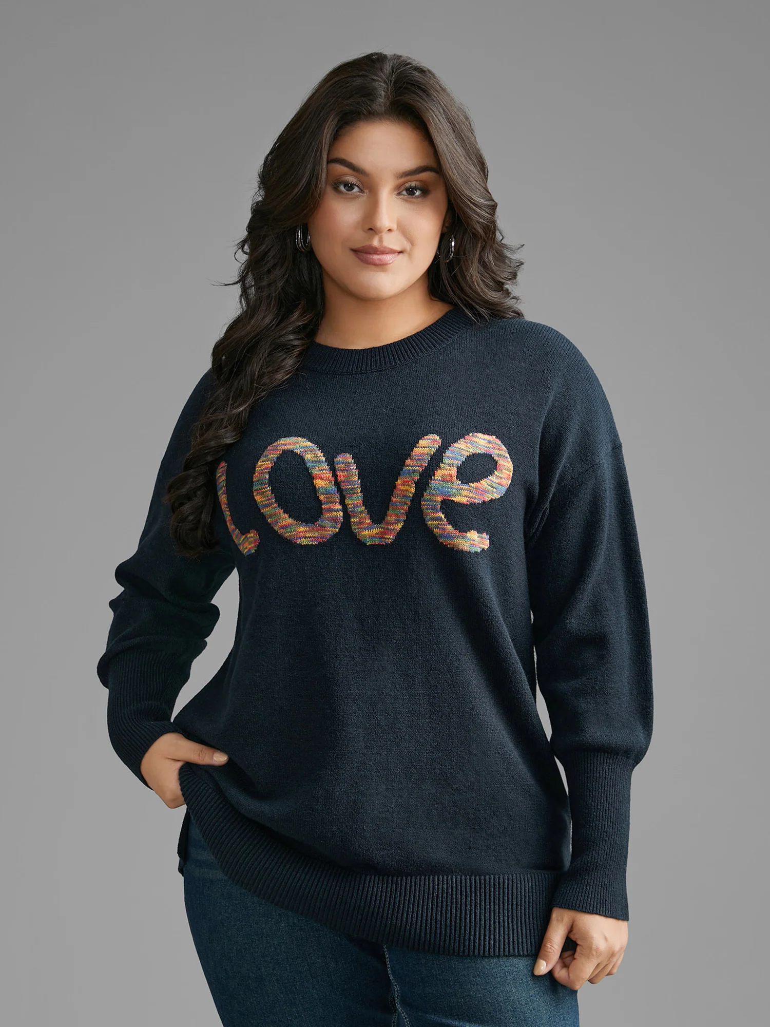 Supersoft Essentials Love Pattern Heather Pullover