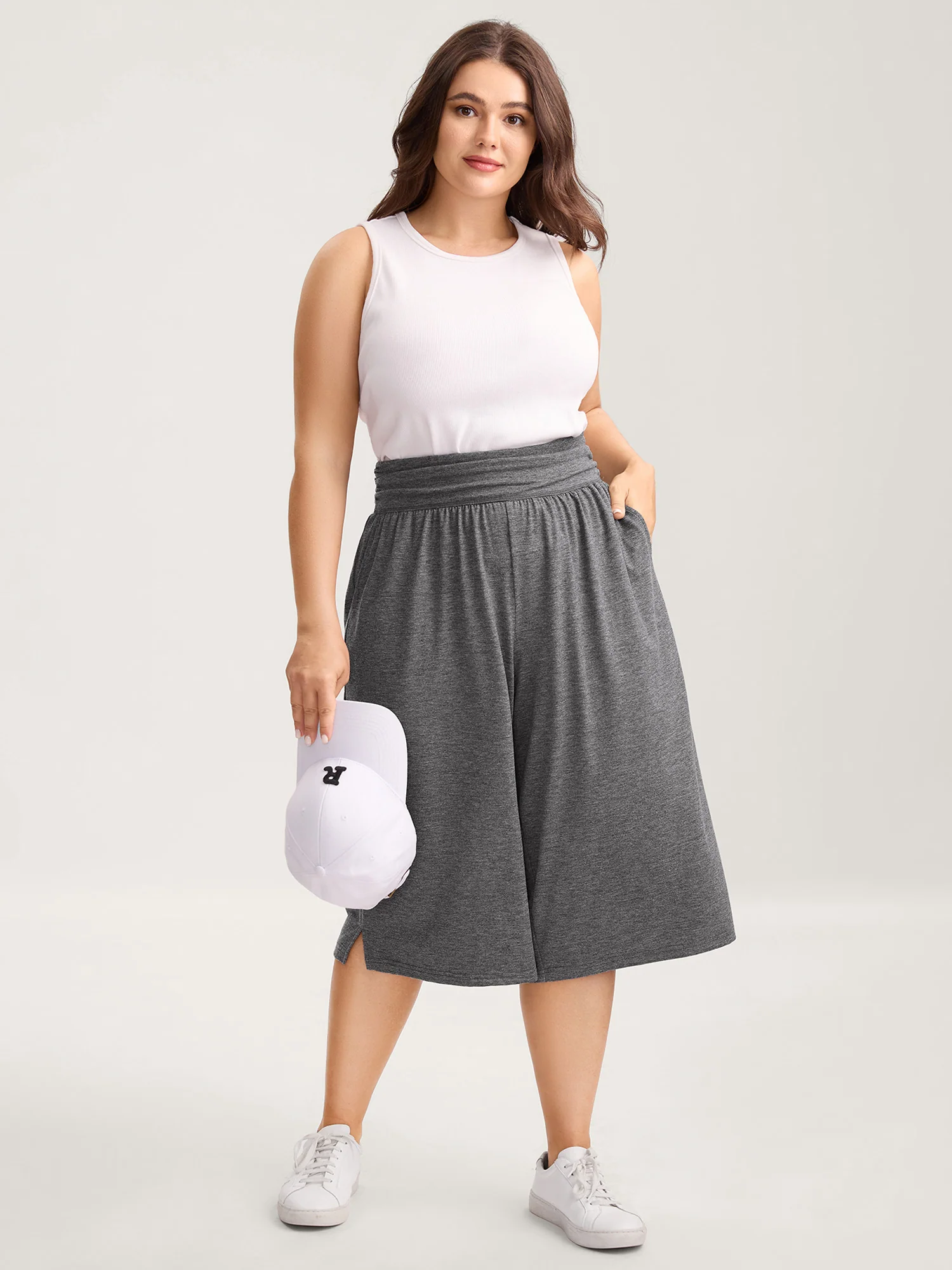 Supersoft Stretchy Pleated Waist Straight-Leg Pants