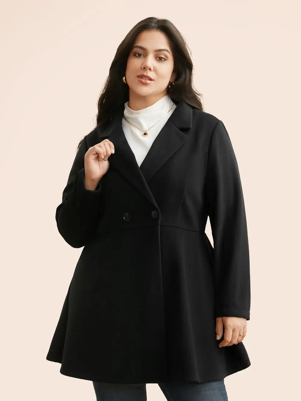 Suit Collar Button Up Slightly Stretchy Jacket