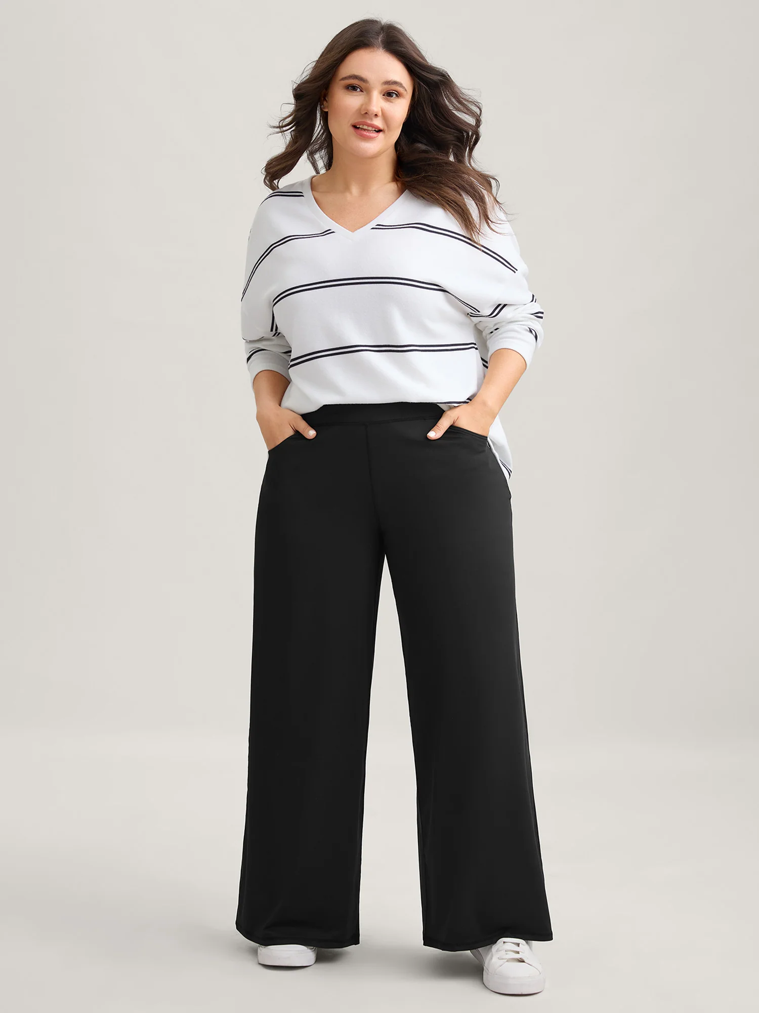Super Stretchy Wide-Leg Casual Pocket Pants