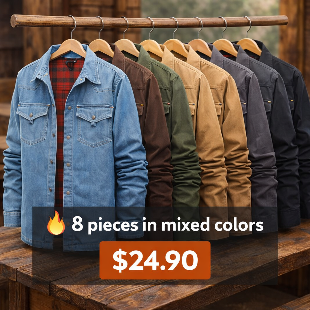Men's Flannel Lined Shirt Jacket（8-pack）