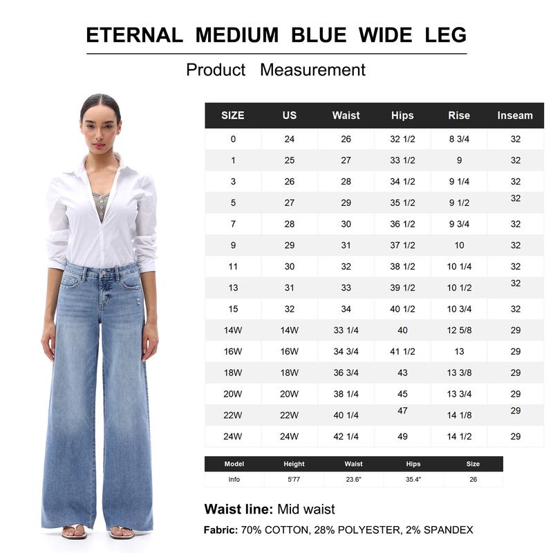Mid-Waisted High Stretchy BBL Wide Leg Baggy All Season Jeans