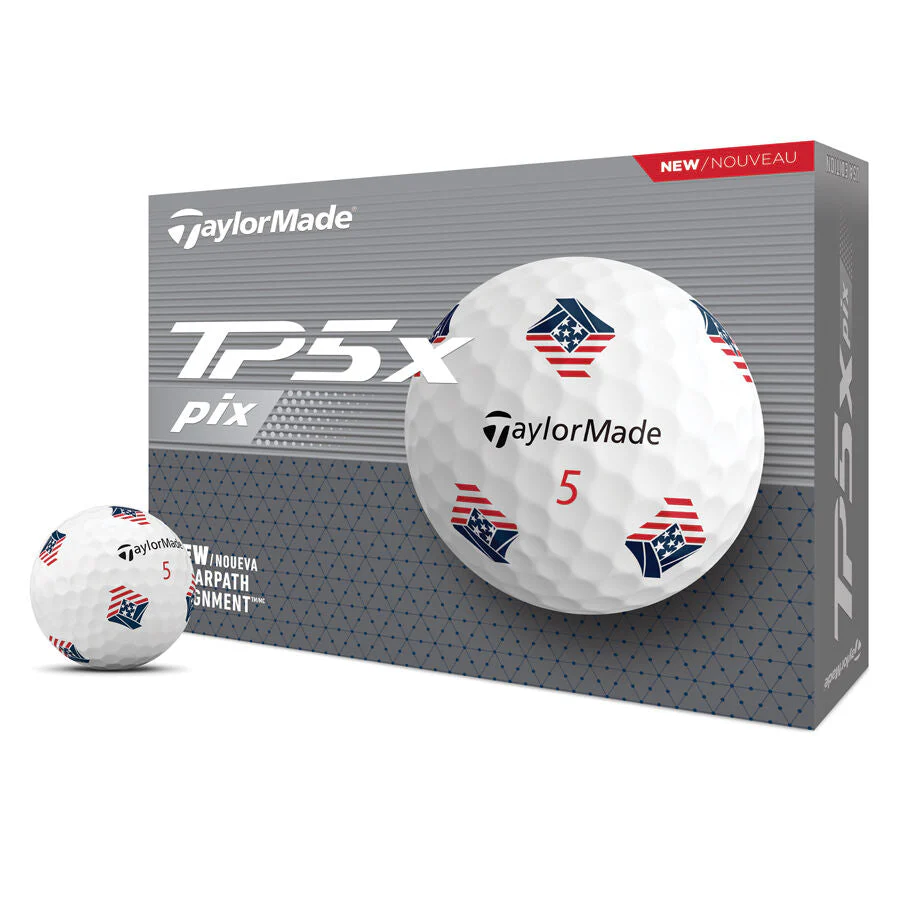 TaylorMade 2024 TP5x pix 3.0 USA White Golf Balls (1 Dozen)