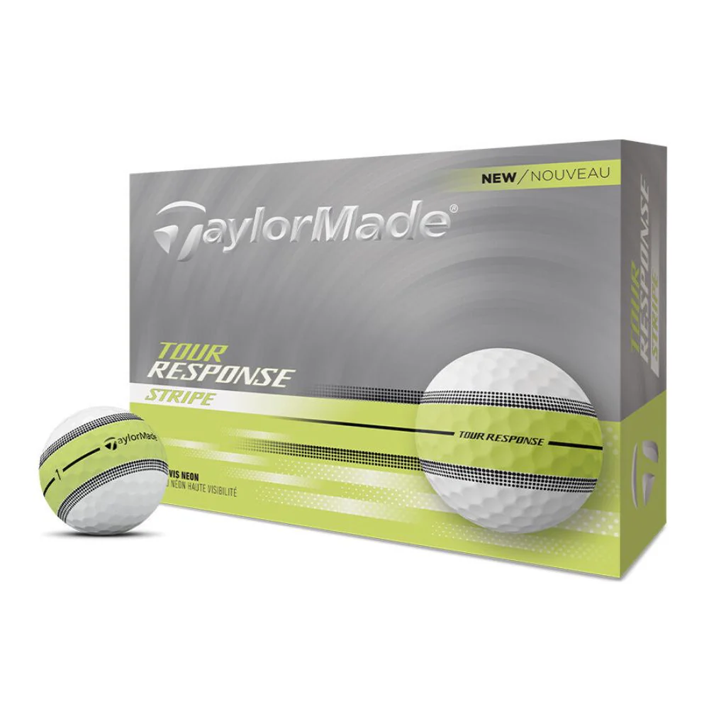 Taylormade Tour Response Stripe Neon Yellow Golf Balls (1 Dozen) 2025