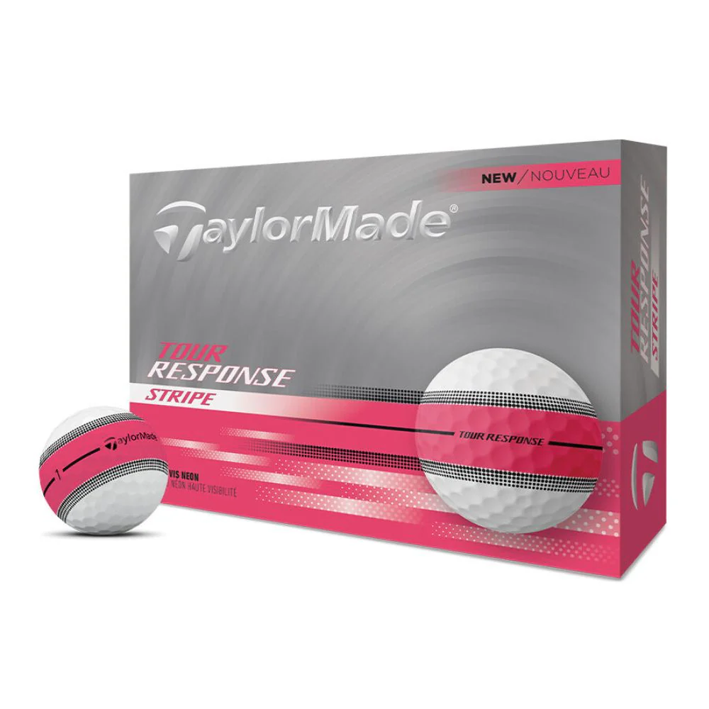 Taylormade Tour Response Stripe Neon Pink Golf Balls (1 Dozen) 2025