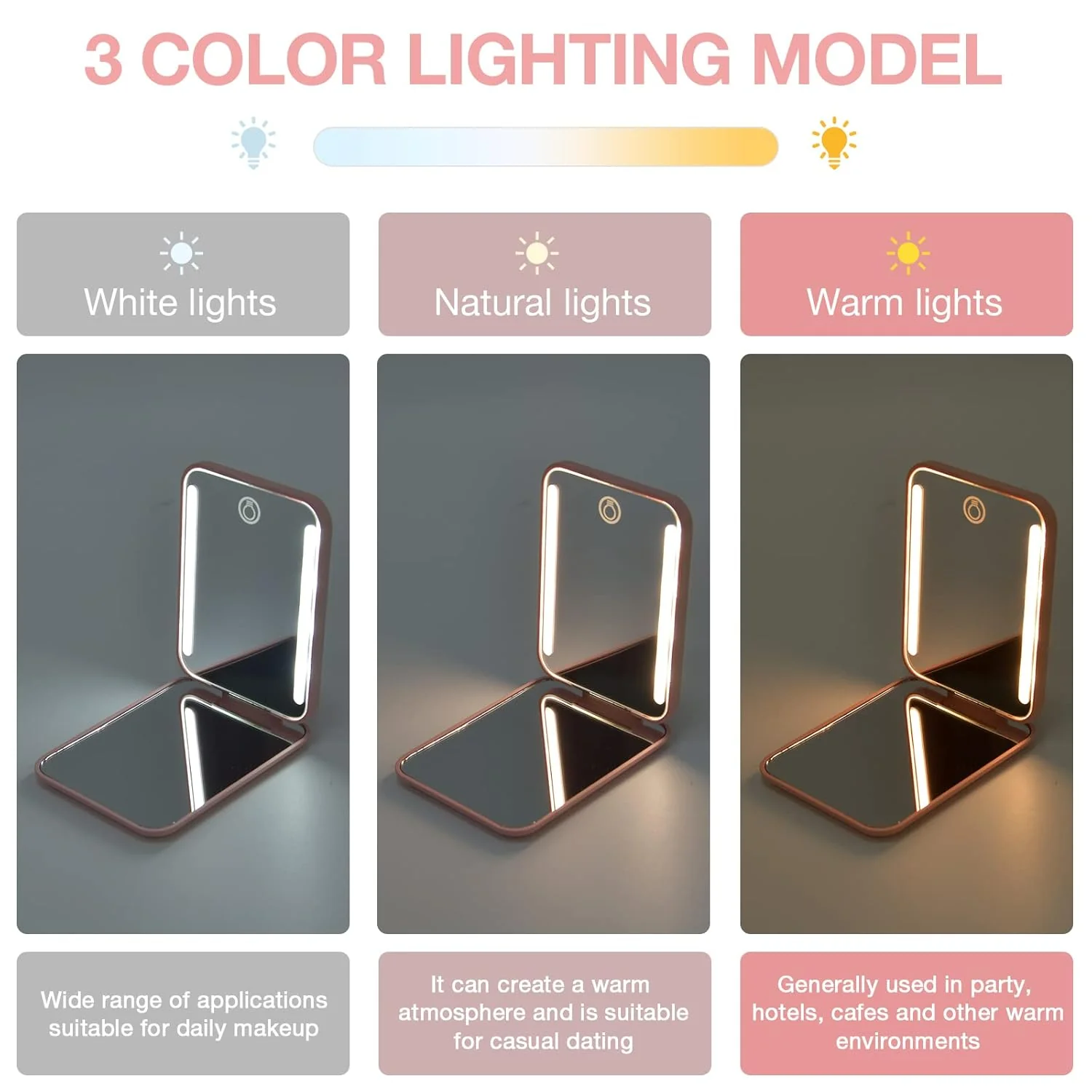 Herbionyx Rechargeable LED Makeup Mirror