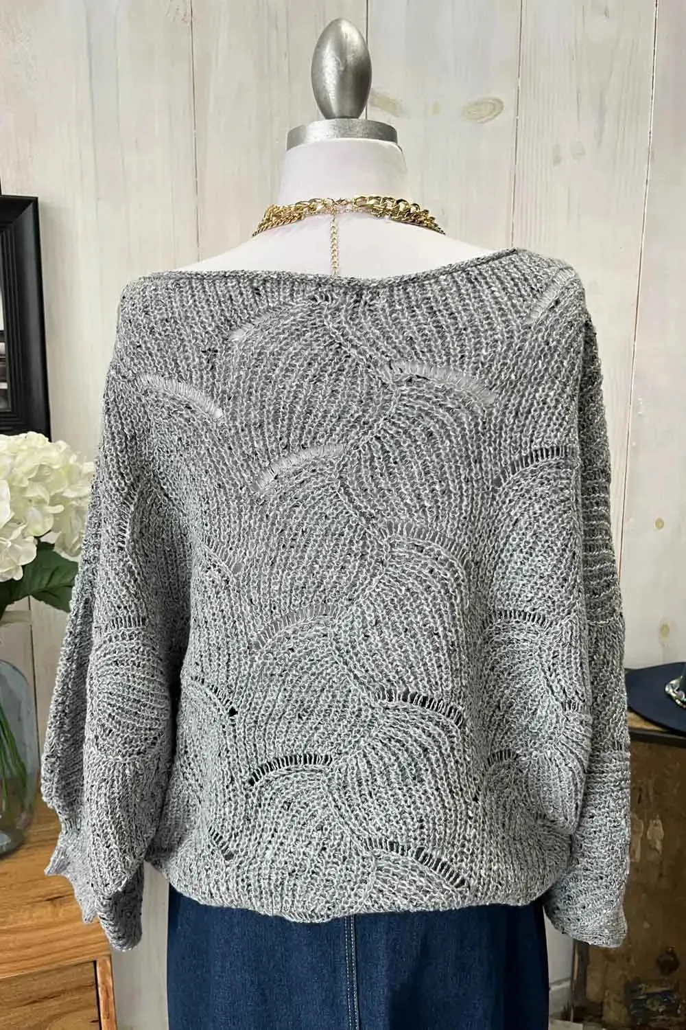 Cable Knit Boat Neck Oversized Pullover Cozy Sweater