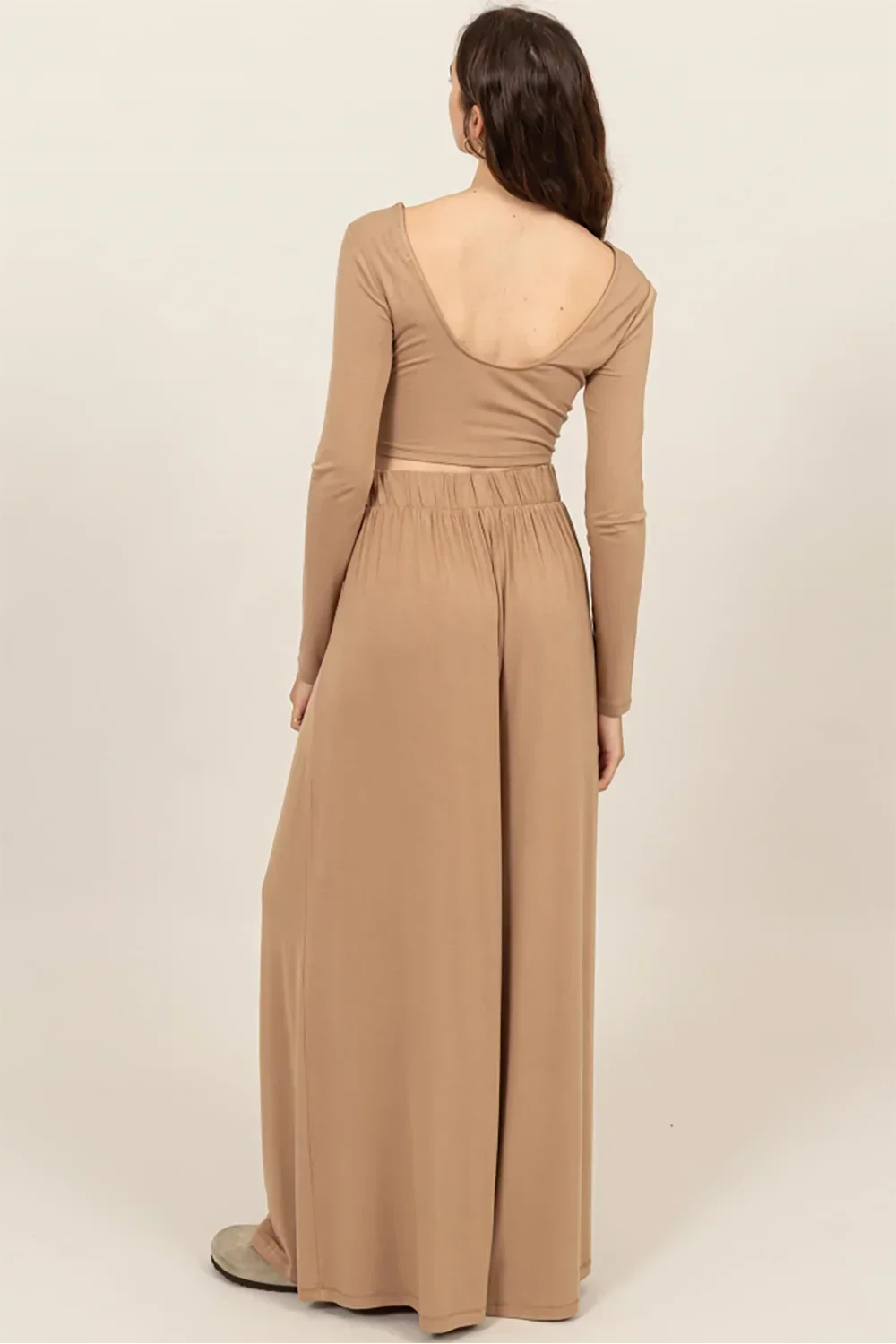 Long Sleeve Crop Top & Extra Wide Maxi Pants Set