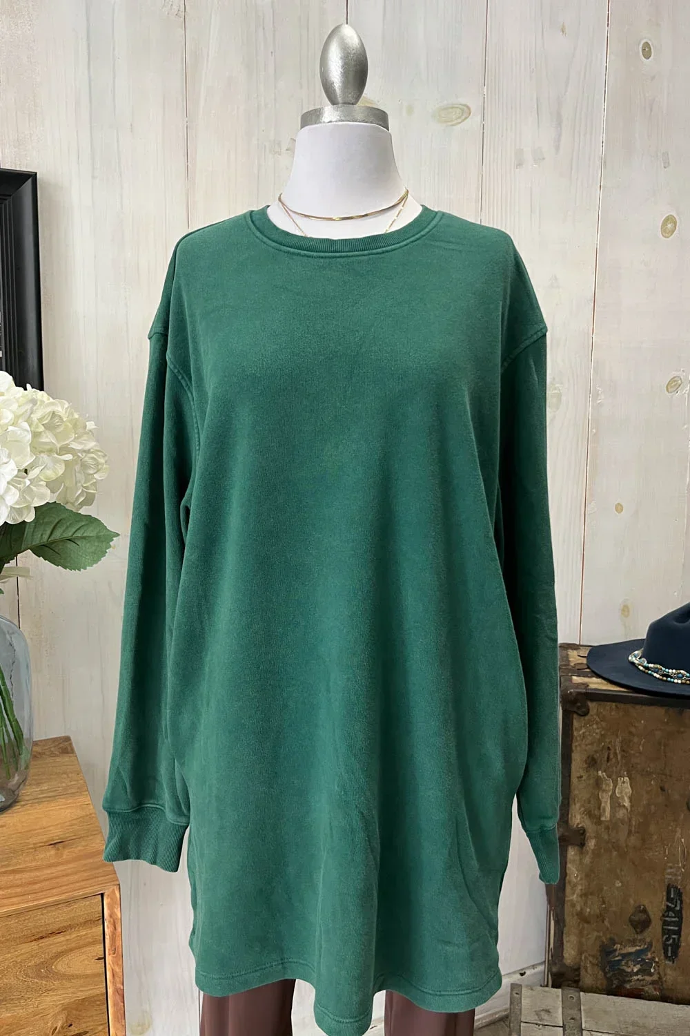 Oversized Long Sleeve Soft Cotton Blend Casual Mini Sweatshirt Dress