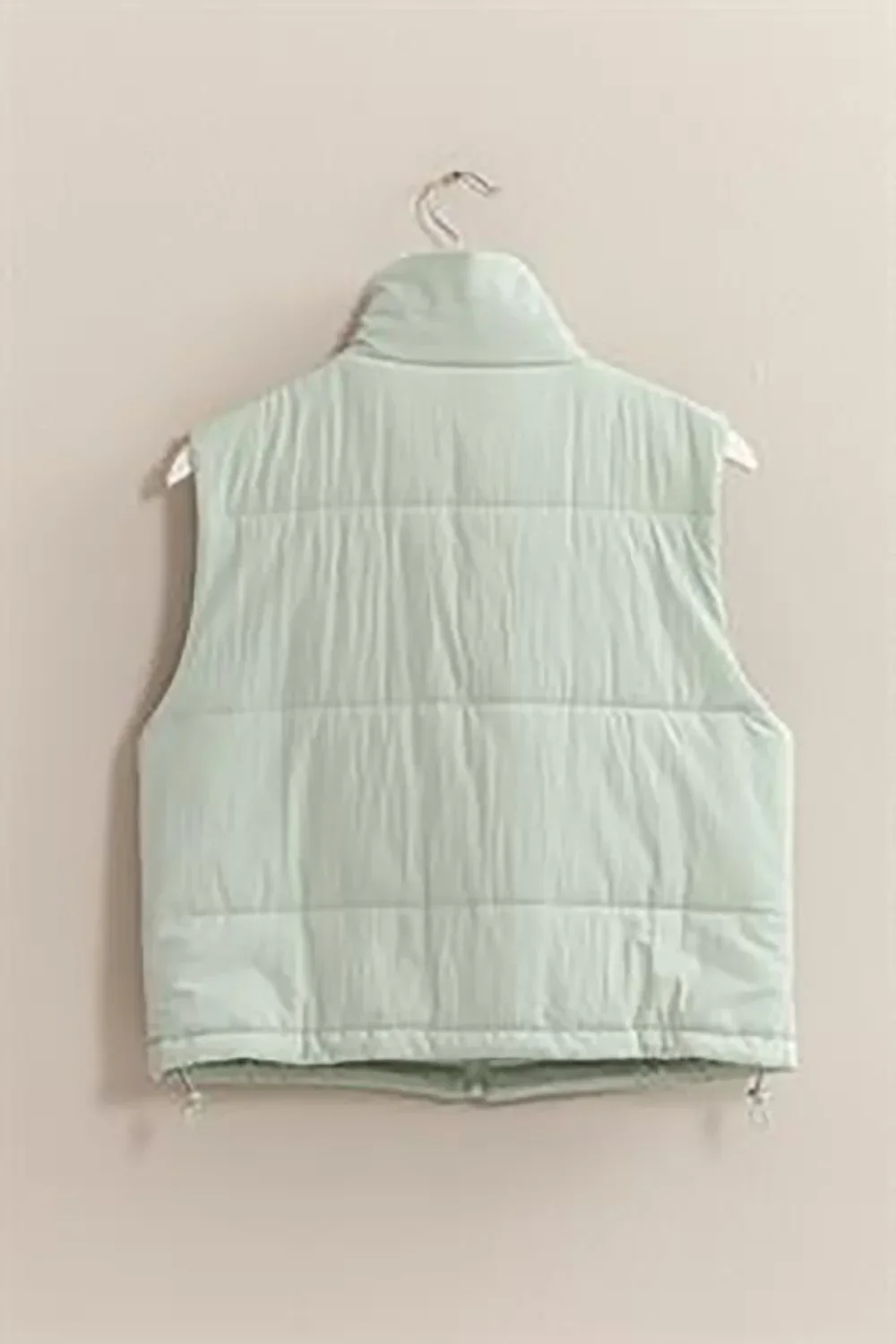 Lightweight Side Drawstring Front Pocket Neutral Puffer Quilted Vest