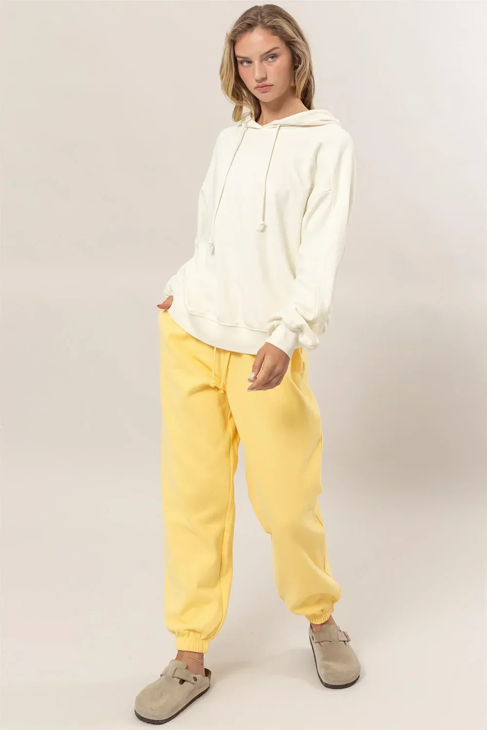 Lightweight Seam Detailed Pullover Soft Knit Casual Oversized Hoodie