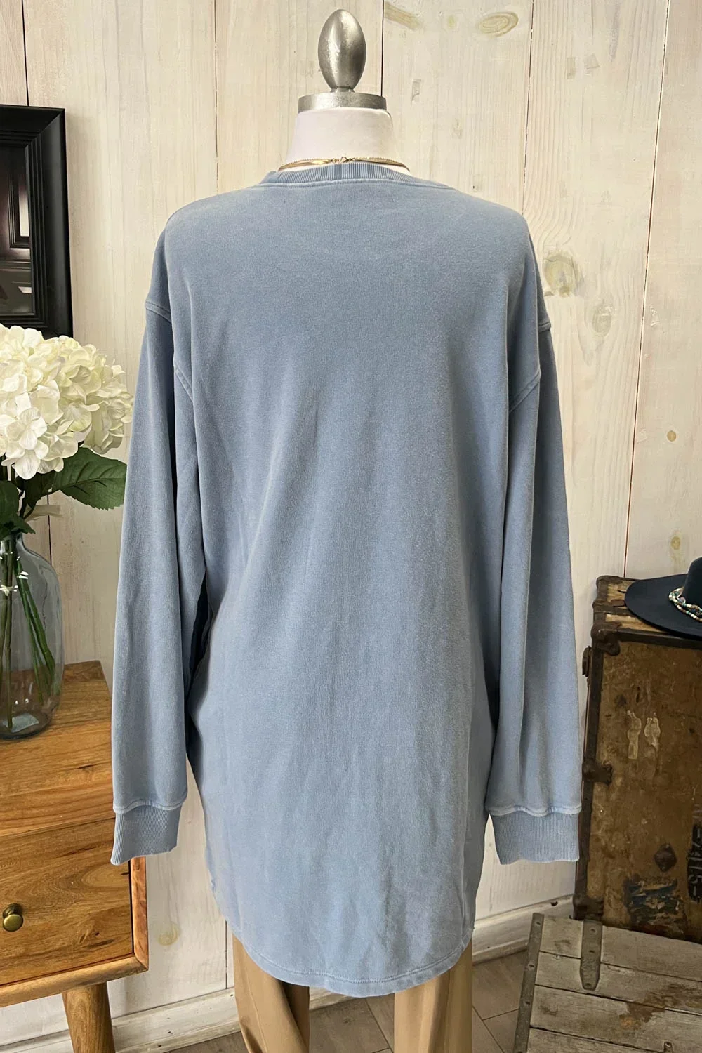 Oversized Long Sleeve Soft Cotton Blend Casual Mini Sweatshirt Dress