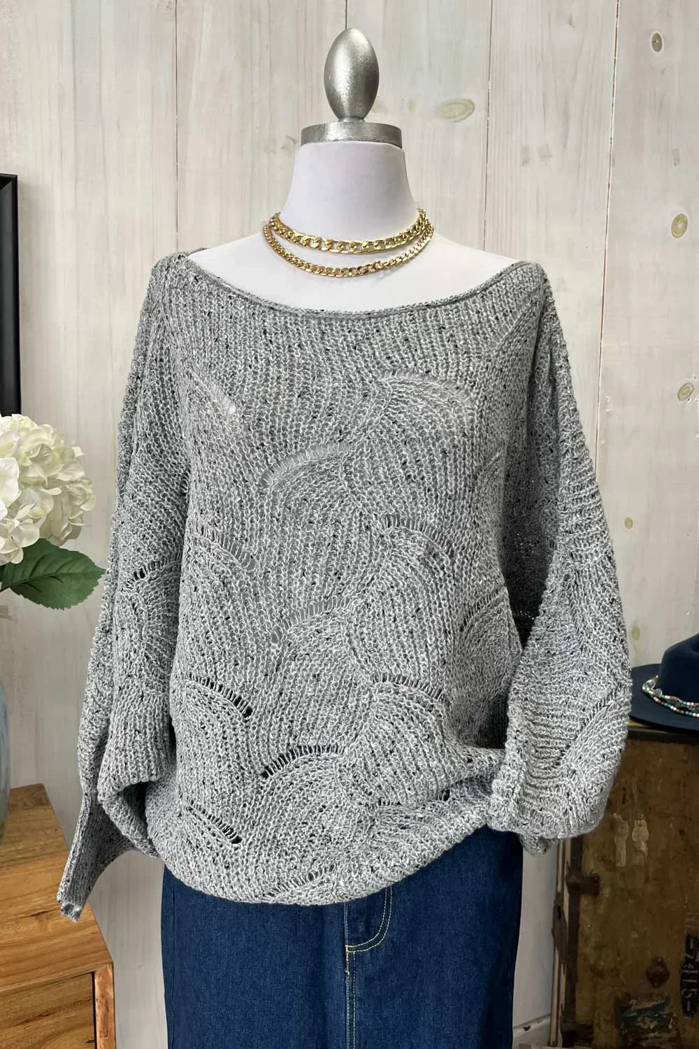 Cable Knit Boat Neck Oversized Pullover Cozy Sweater