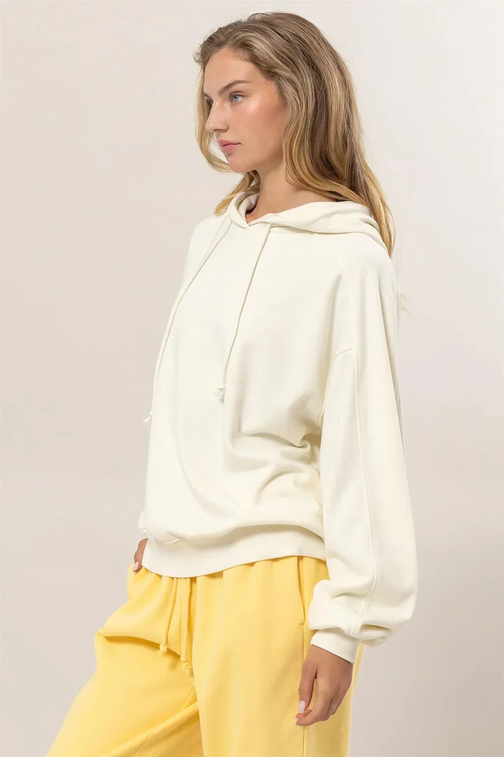 Lightweight Seam Detailed Pullover Soft Knit Casual Oversized Hoodie