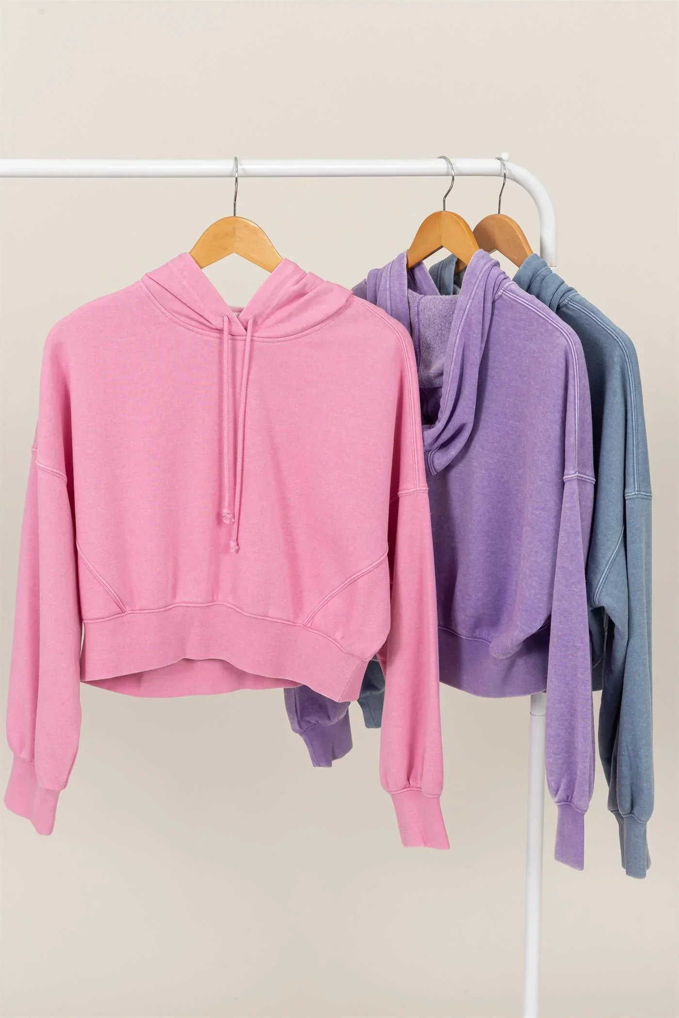 Drop Shoulder Pullover Soft Casual Sweatshirt Cropped Hoodie