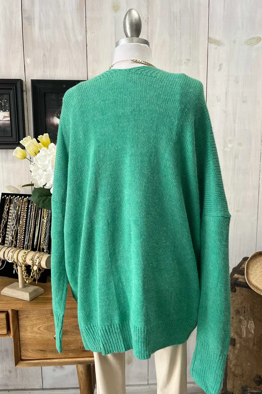 Oversized Button Front Knit Cardigan with Pocket Cozy Layering Cardigan