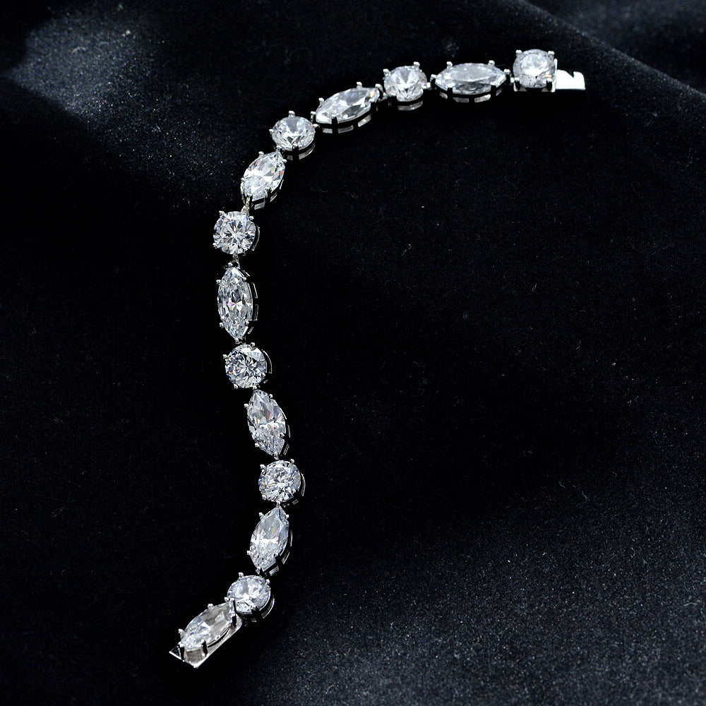 1.5ct simulation full diamond 925 silver bracelet female European and American ins style hand jewelry