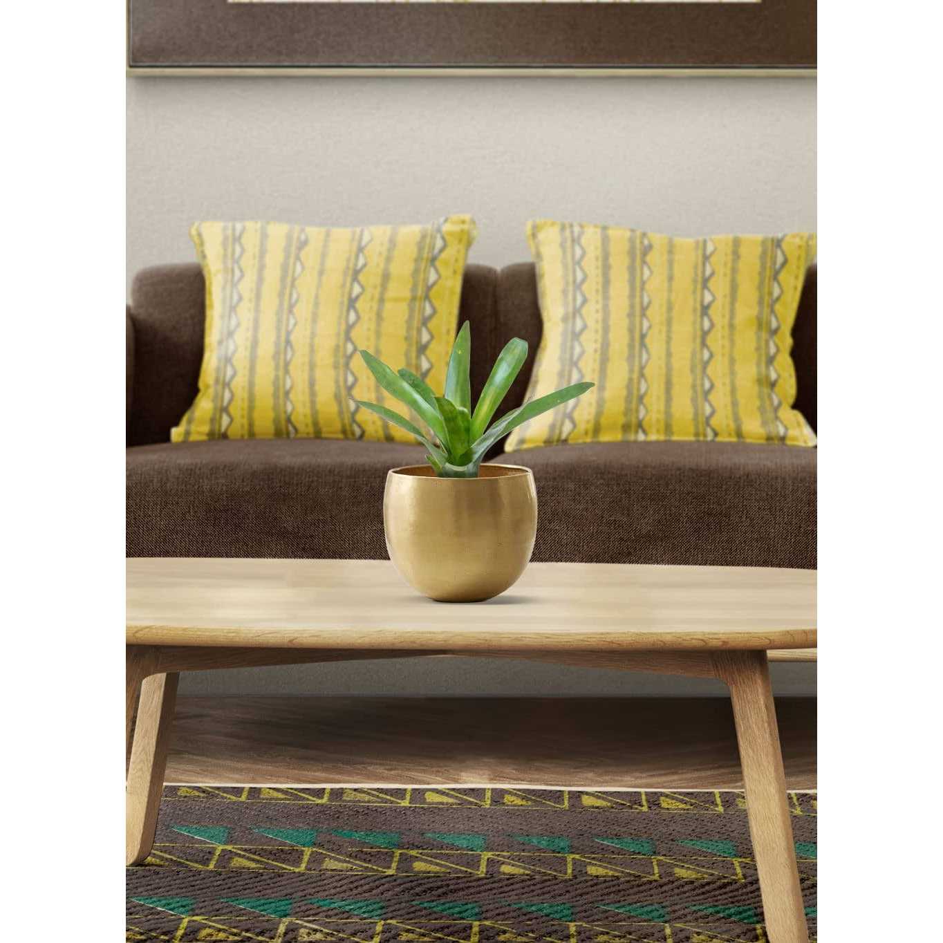 Serene Spaces Living Antiqued Hammered Brass Planter –Vintage Texture and Classic Design – Solid Brass