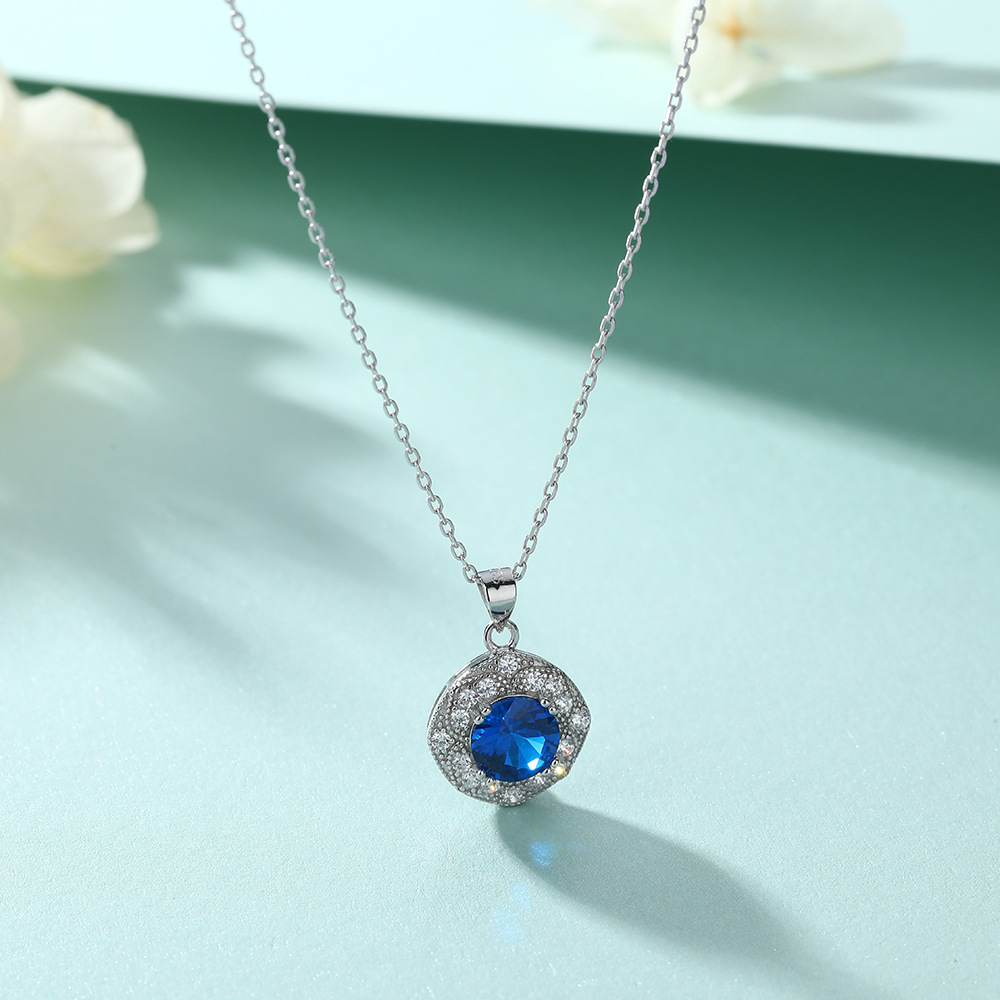 Elegant S925 Silver Sapphire Pendant Necklace – Deep Blue Gemstone Teardrop Necklace for Sophisticated Women