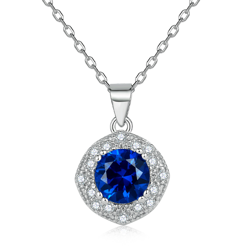 Elegant S925 Silver Sapphire Pendant Necklace – Deep Blue Gemstone Teardrop Necklace for Sophisticated Women