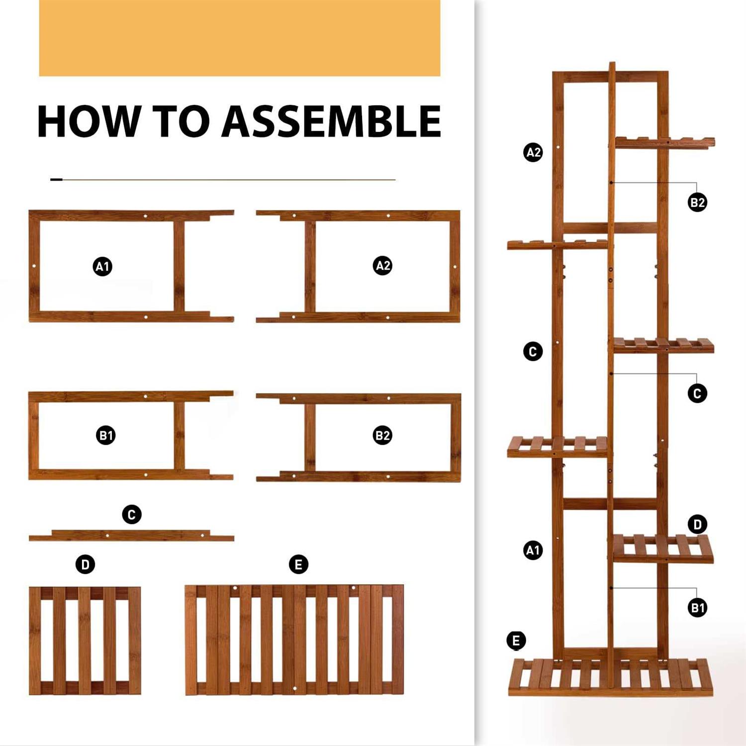 ROSSNY Bamboo Plant Stand Plant Stands for Indoor Tall Plant Rack 6 Tier Plant Stand