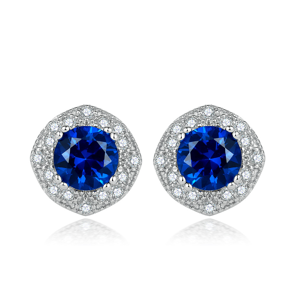 S925 Silver Blue Zircon Flower Earrings – Sparkling Floral-Inspired Jewelry for a Touch of Sophistication