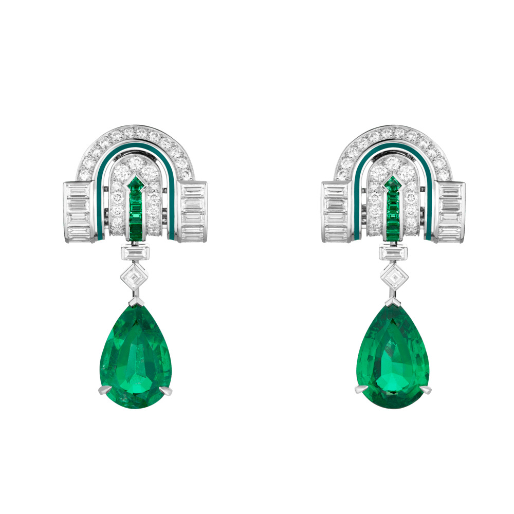 925 Silver Gold-Plated High Carbon Diamond Wood Green Teardrop Cut Earrings
