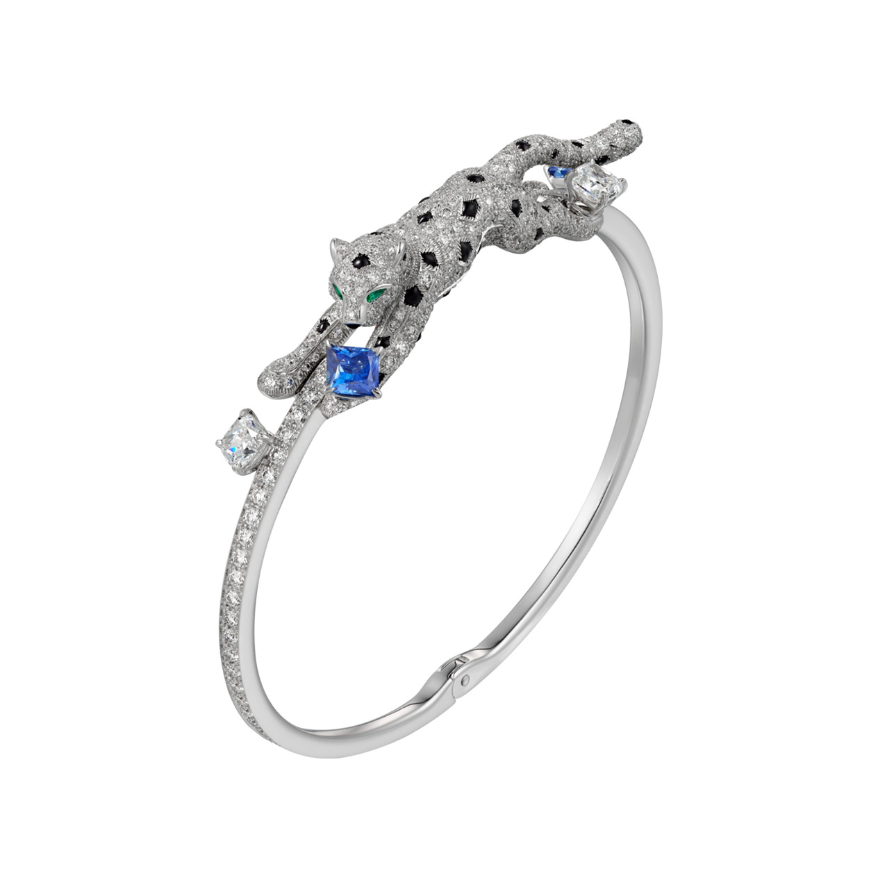 925 Silver Gold-Plated Jaguar Bracelet with High Carbon Diamond Accents