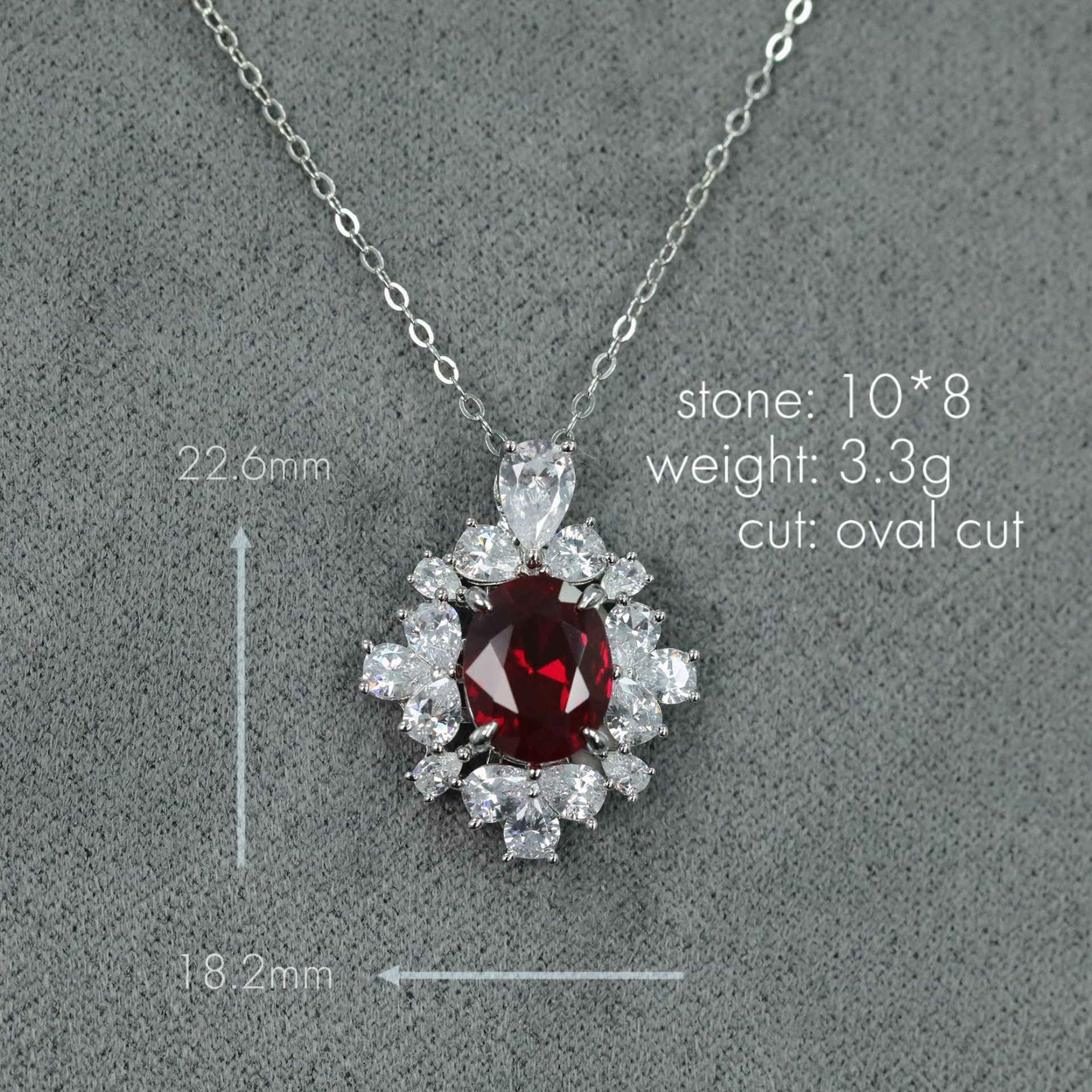 925 Silver Gold-Plated High Carbon Diamond Pigeon Blood Red 3-Carat Egg-Shaped Ruby Necklace – Luxurious & Stunning Design