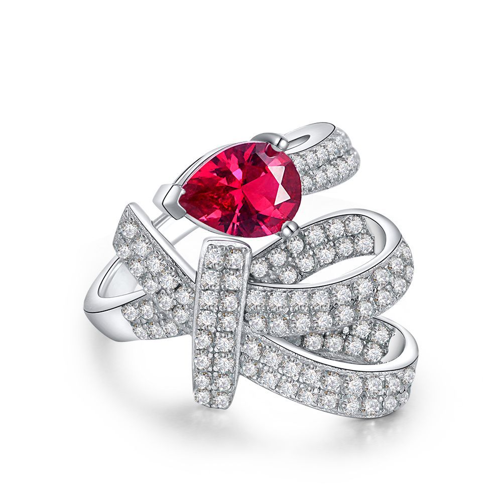 S925 Sterling Silver 1ct Water Drop Ruby-Inspired Ring with High Carbon Diamonds