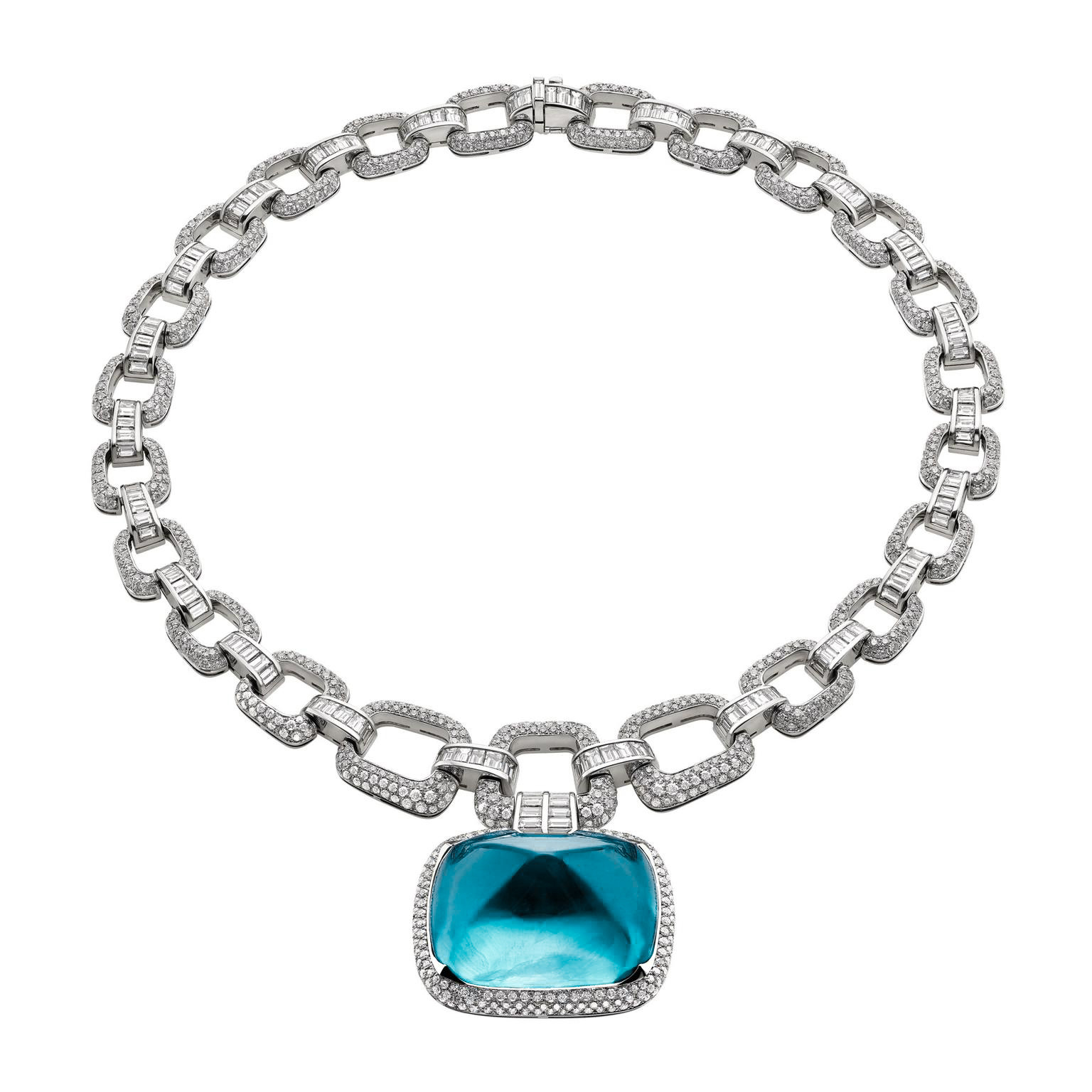 925 Silver Gold-Plated Aquamarine Necklace with High-Carbon Diamonds – Elegant & Sparkling Design