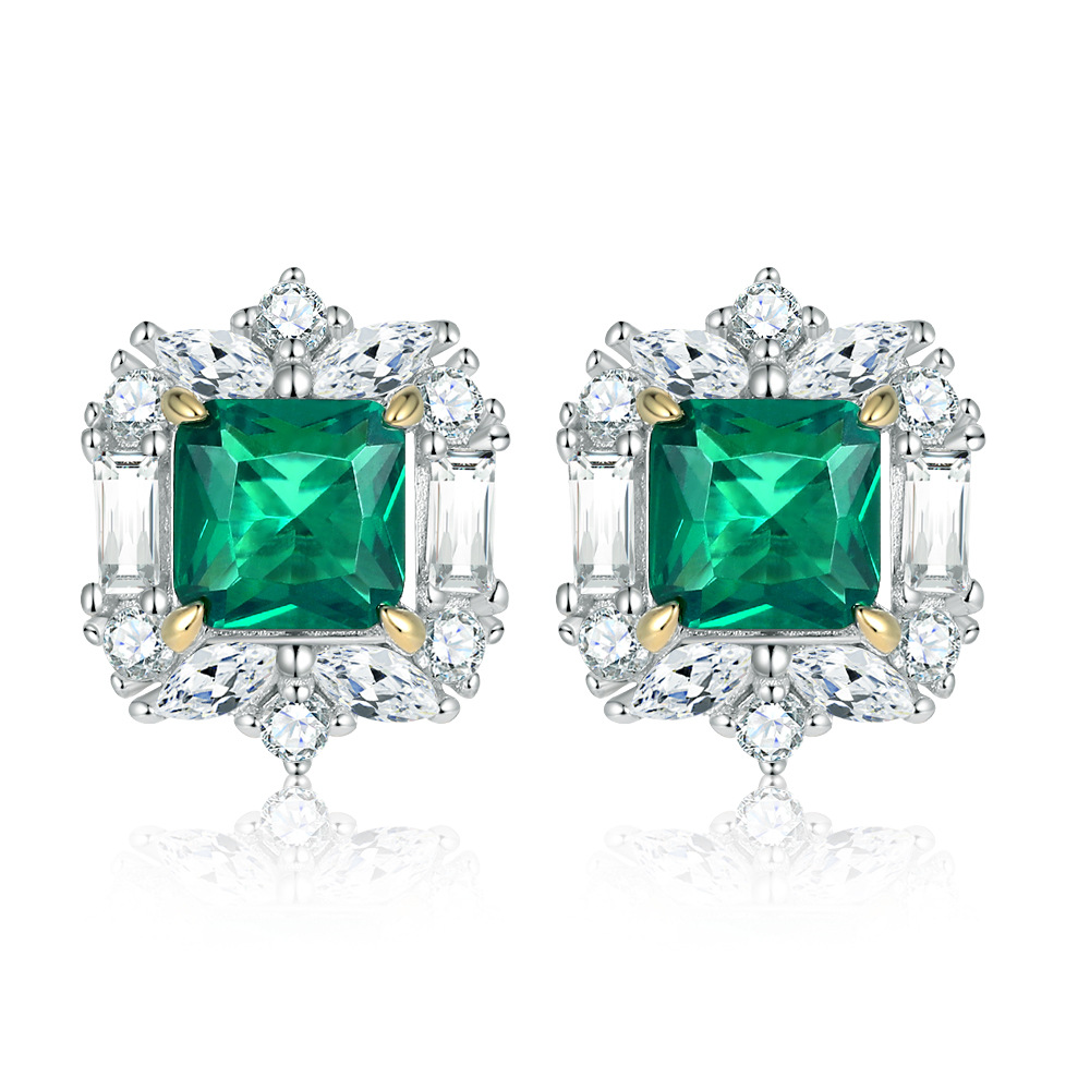 S925 Silver Emerald Flower Earrings – Delicate Green Zircon Stud Earrings for a Fresh and Elegant Look