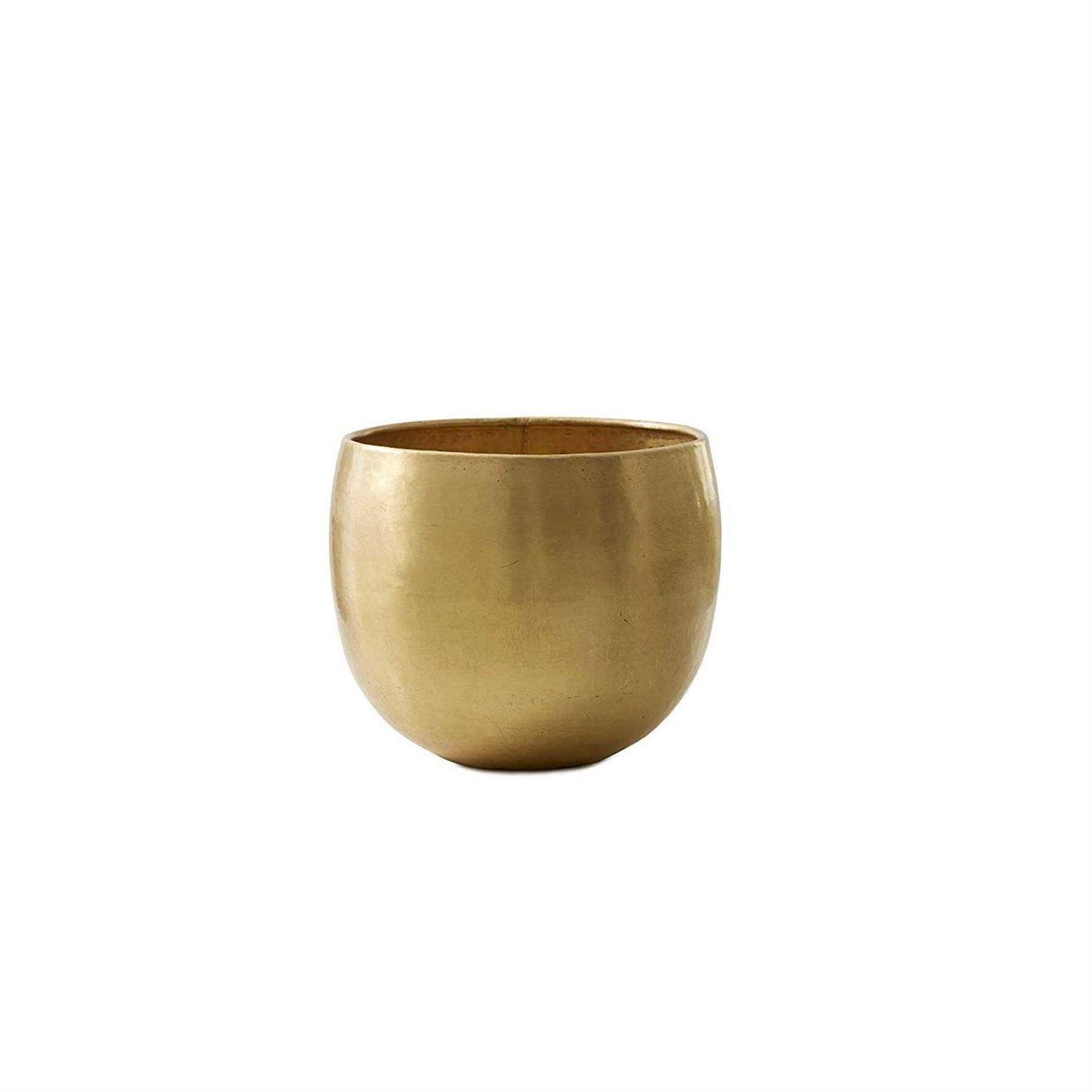 Serene Spaces Living Antiqued Hammered Brass Planter –Vintage Texture and Classic Design – Solid Brass