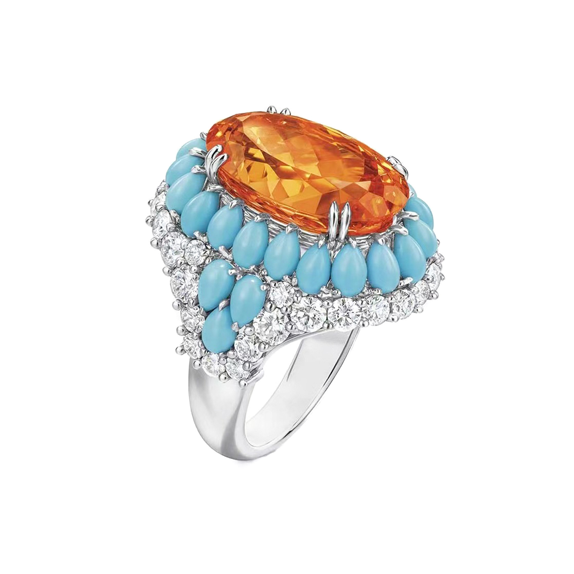 925 Silver Gold-Plated High Carbon Diamond Blue Pine Fenda Color Ring – Elegant & Unique Design