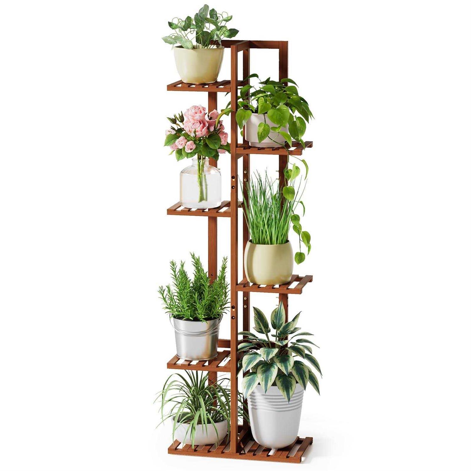 ROSSNY Bamboo Plant Stand Plant Stands for Indoor Tall Plant Rack 6 Tier Plant Stand