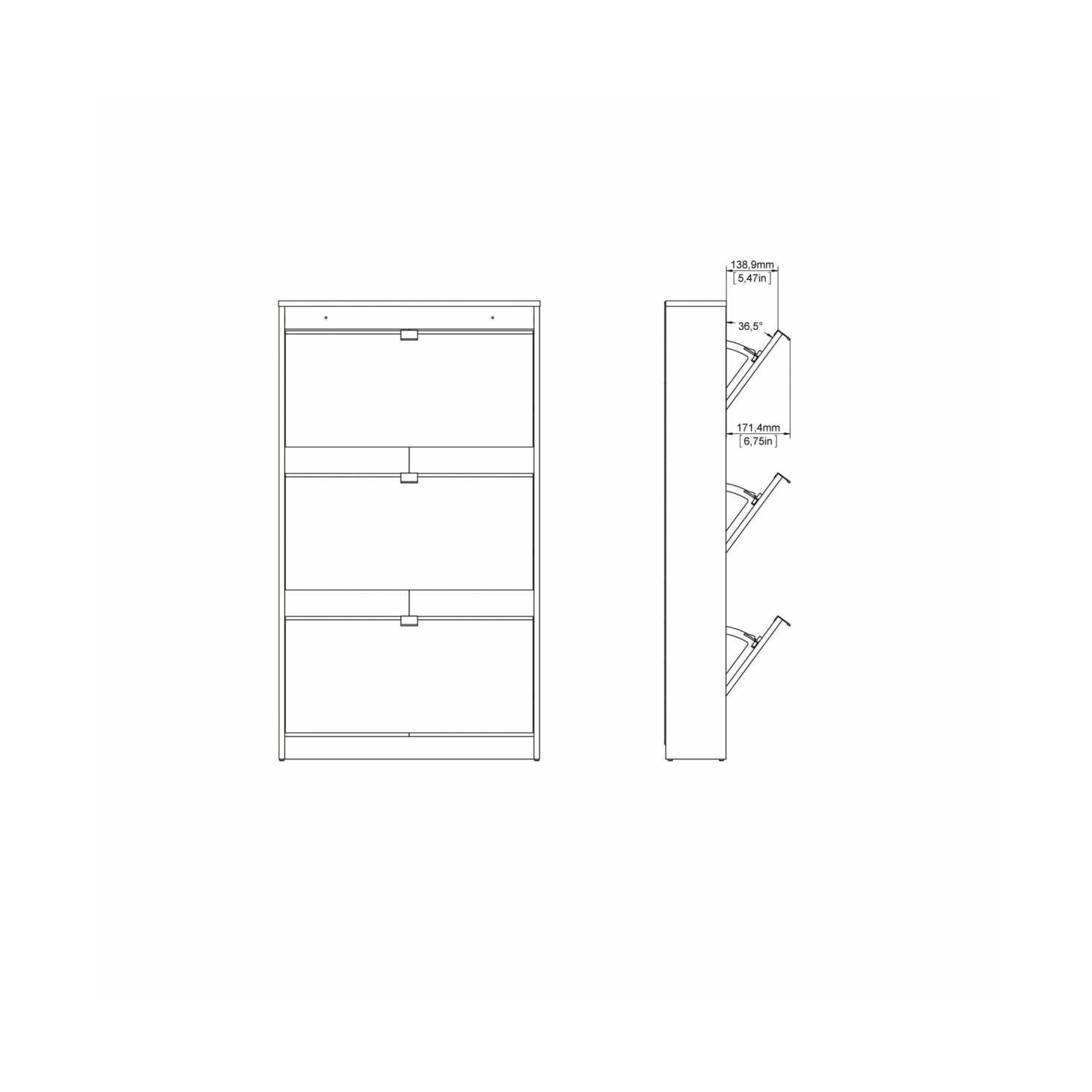 Tvilum Bright 3 Drawer Shoe Cabinet