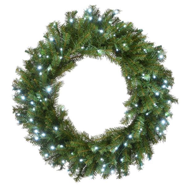 30 in. Norwood Fir Wreath with Memory-Shape and 150 Cool White LED Lights