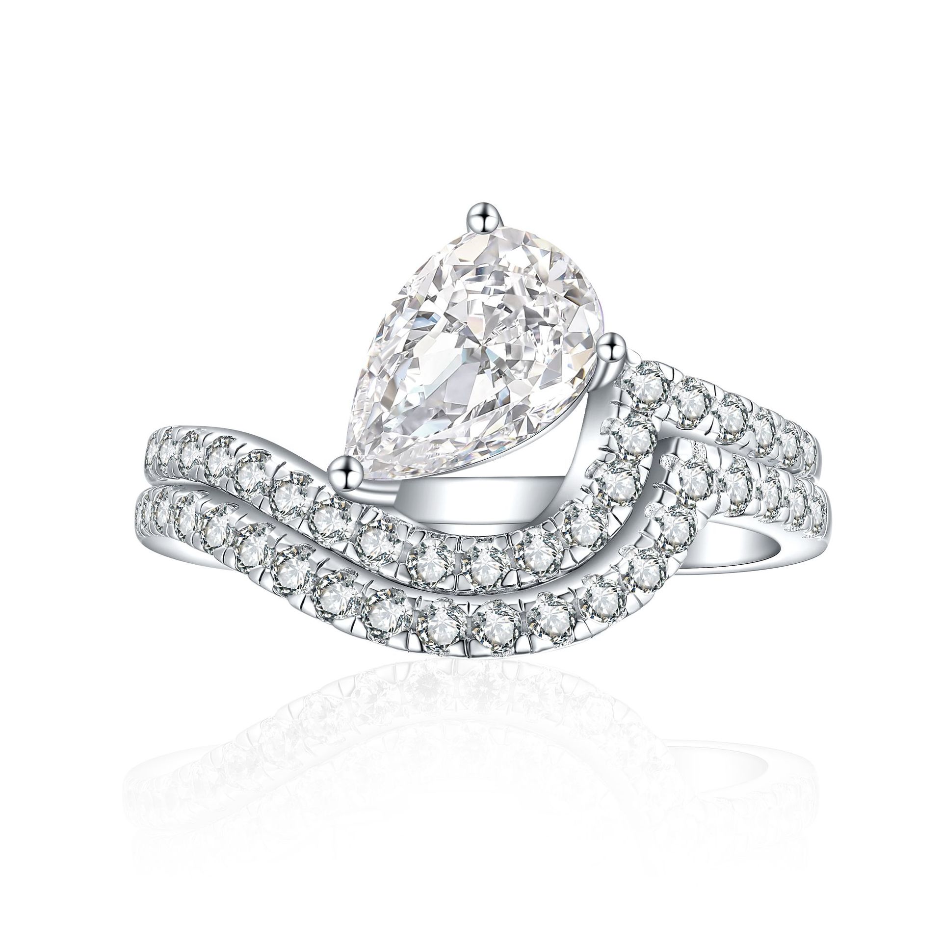 S925 Silver High Carbon Diamond Ring for Women – 6x9mm Gemstone Solitaire Engagement Ring