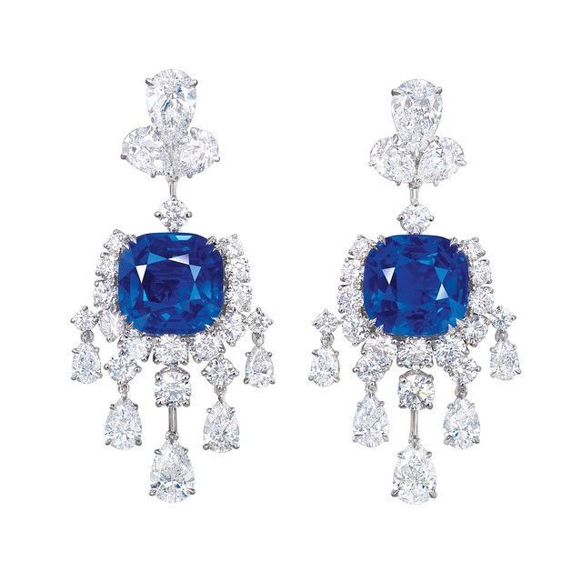 925 Silver Gold-Plated High Carbon Diamond Cultured Cobalt Tip Crystal Evening Earrings – Luxurious & Sophisticated Design