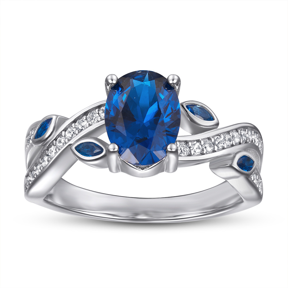 Classic S925 Silver Sapphire Ring – Deep Blue Gemstone Solitaire Ring, Perfect for Elegant Occasions