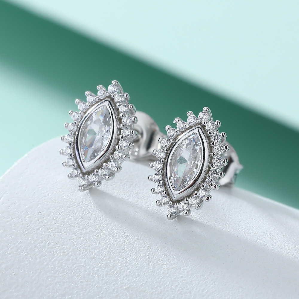 S925 Silver Horse Eye Zircon Sunflower Earrings for Women – Elegant Floral Design Jewelry