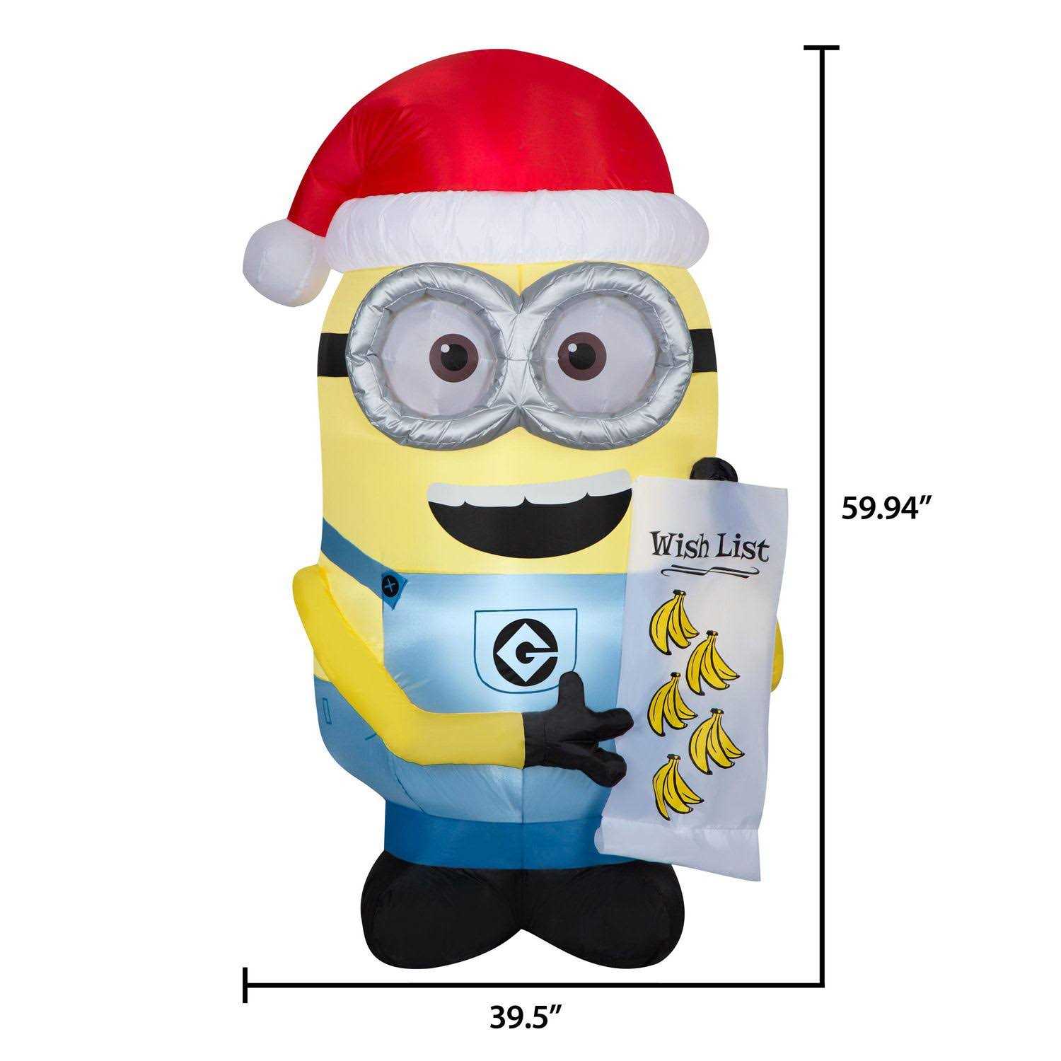 Airblown Iatables Christmas Minions Dave with Wish List Universal
