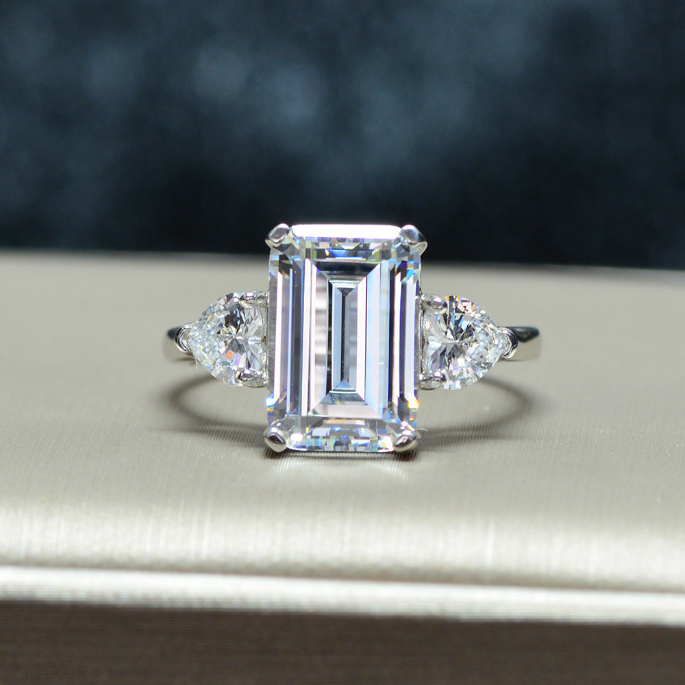 12×8 Emerald Cut Diamond Ring – 5 Carats of S925 Sterling Silver Beauty for Women