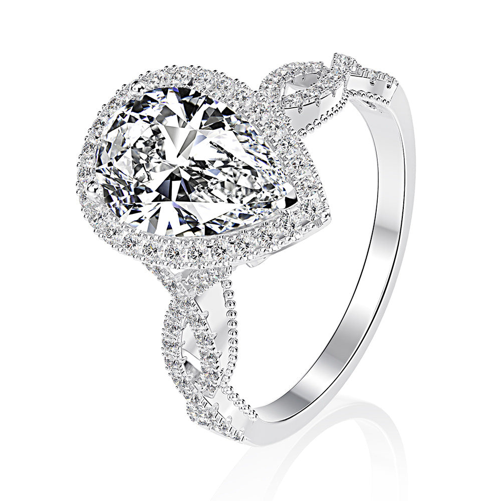 S925 Sterling Silver 2 Carat Diamond Set Ring