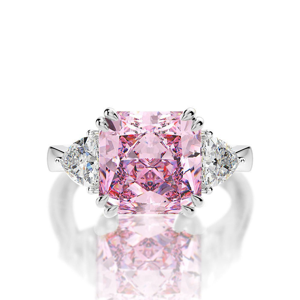 5 carat high carbon diamond ring square ice flower cut 10*10 European and American light luxury ring female 5-9 #