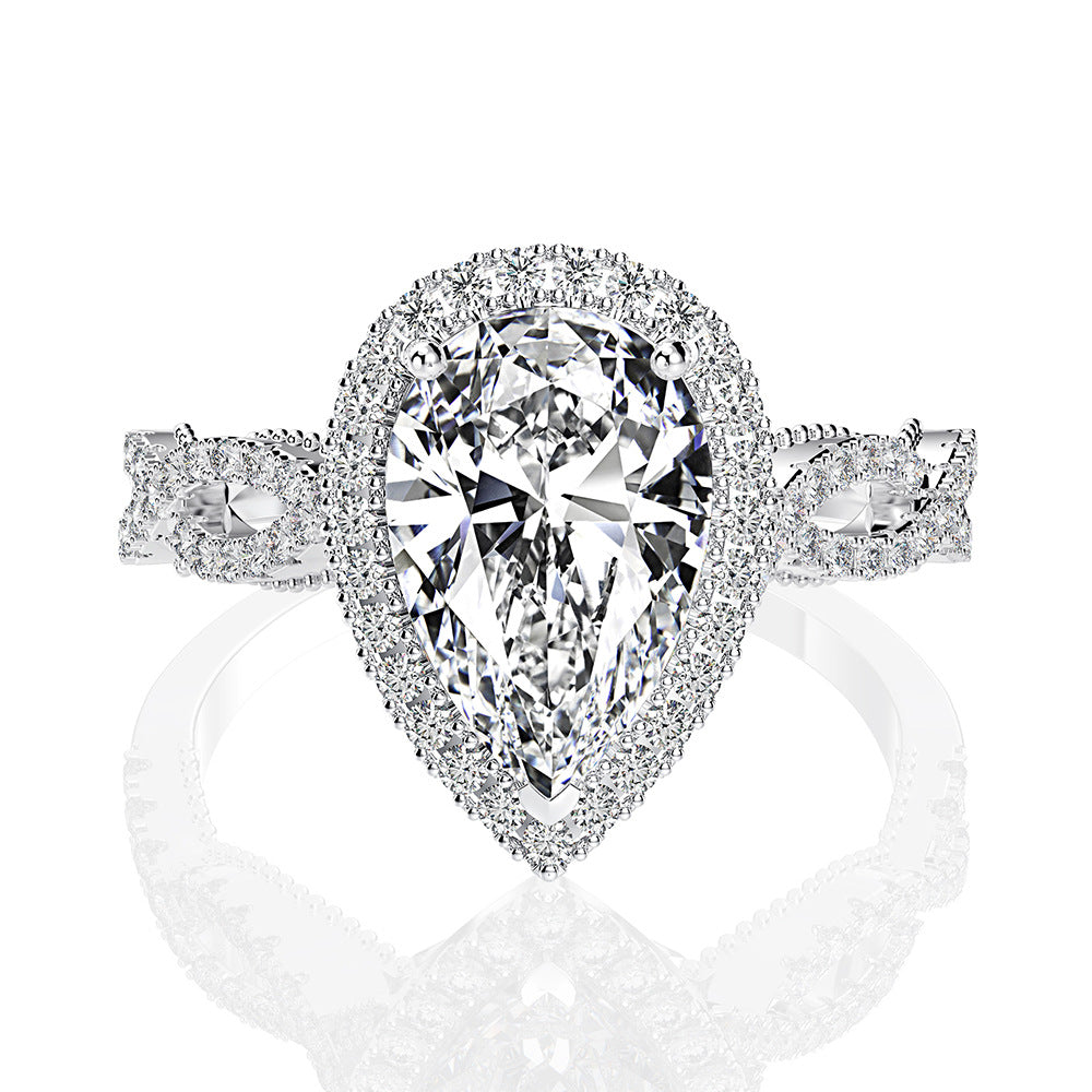 S925 Sterling Silver 2 Carat Diamond Set Ring