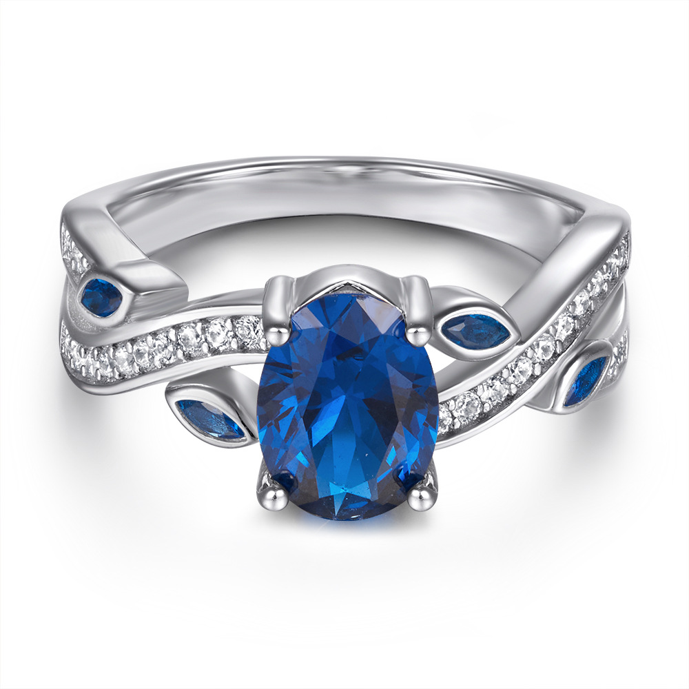 Classic S925 Silver Sapphire Ring – Deep Blue Gemstone Solitaire Ring, Perfect for Elegant Occasions