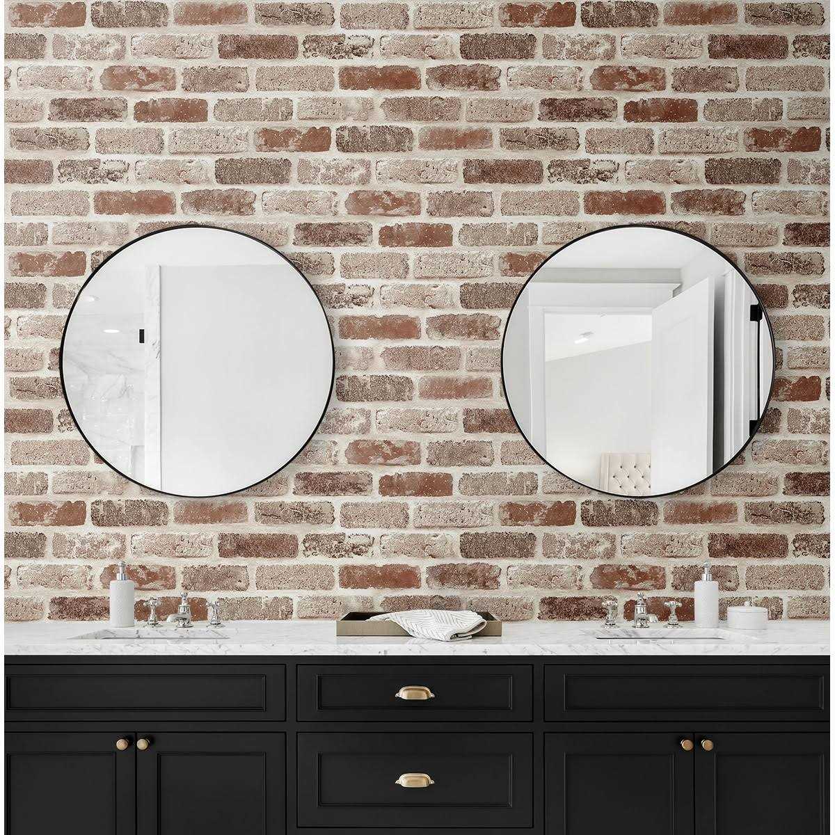 NextWall Washed Brick Peel and Stick Wallpaper